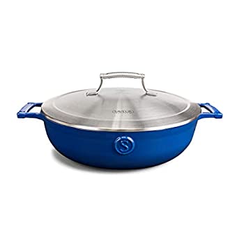 【中古】【輸入品・未使用】SAVEUR SELECTS エナメル鋳鉄ブレイザー 4-1/2クォート ダッチオーブン 二重壁ステンレススチール蓋 クラシックブルー Voyageシリーズ