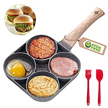 【中古】【インポート品・未当て嵌める】卵フライパン ホットケーキ 卵焼き食麺麭 煮炊き用食麺麭 4優勝杯 焦げ付き押しとどめる処理 軽銀アロイ製 割り振り眼球煮炊き器 ハンバーガー食麺麭 朝ごはん ホットケーキ ポッ 鍋・フライパン-フライパン