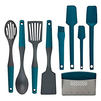 【中古】【輸入品・未使用】(テイストオブホーム) Taste of Home Ultimate ナイロンとシリコンキッチン用品9点セット シーグリーンとチャコールグレー ベーキングやノンステ