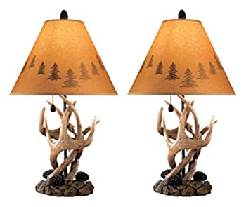 【中古】【輸入品・未使用】Signature Design by Ashley - Derek Antler テーブルランプ - マウンテンスタイルシェード - 素朴