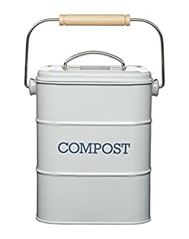 【中古】【輸入品・未使用】KitchenCraft Living Nostalgia Metal Kitchen Compost Bin%カンマ% 16 x 12 x 24 cm - French Grey by KitchenCraft|ムジカ&フェリーチェ店