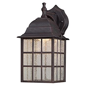 【中古】【インポート品・未当て嵌める】Westinghouse 6400000 LED Exterior Wall Lantern%ｶﾝﾏ% Weathered Patina Finish on Cast Aluminum with Seeded Glass Panels [並行輸入品]