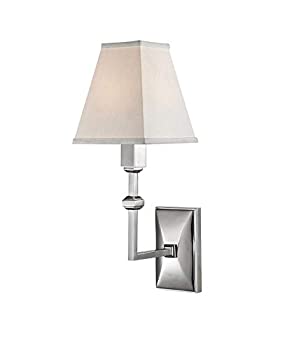 【中古】【輸入品・未使用】Hudson Valley Lighting 5500-PN チルデン - ワンライト壁取り付け用燭台 光沢ニッケル仕上げ ホワイトシルクシェード付き