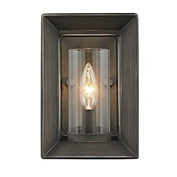 【中古】【輸入品・未使用】Golden Lighting 2073-1W GMT Sconce with Clear Glass Shades%ｶﾝﾏ% Gunmetal Bronze Finish by Golden Lighting [並行輸入品]