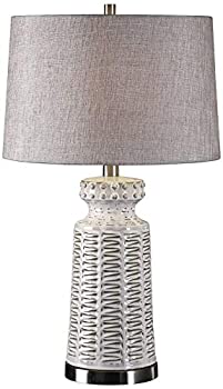 【中古】【輸入品・未使用】Uttermost Kansa テーブルランプ アンティーク調ホワイトとベージュ