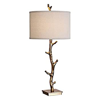 【中古】【インポート品・未当てはめる】Uttermost Javor 天然木下位区分 早見表照明ランプ アンティークゴールドと象牙色