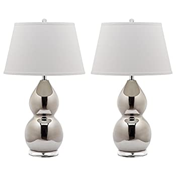 【中古】【輸入品・未使用】Safavieh Lighting Collection Jill Silver Double Gourd 25.5-inch Table Lamp (Set of 2) [並行輸入品]