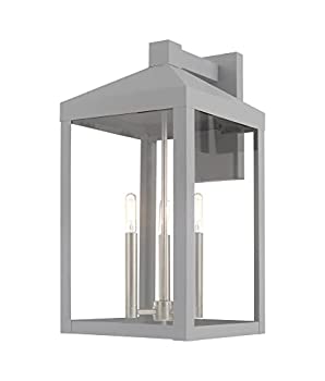 【中古】【輸入品・未使用】Livex Lighting 20585-80 Nyack - 21.75インチ 3ライト 屋外用ウォールランタン ノルディックグレー仕上げ クリアガラス
