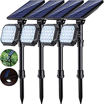 【中古】【輸入品・未使用】ソーラースポットライト アウトドア 22 LED 防水 ランドスケープ スポットライト 自動オン/オフ フラッドランプ 庭 テラス 芝生 ガレージ 私道用