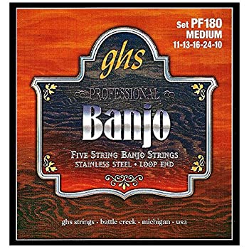 【中古】【輸入品・未使用】(Medium) - GHS Strings PF180 5-String Banjo Strings%ｶﾝﾏ% Stainless Steel%ｶﾝﾏ% Medium (.011-.024)｜ムジカ＆フェリーチェ店