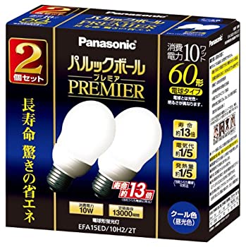 【中古】パナソニック パルックボールプレミア A15形 電球60形タイプ クール色 (2個入) EFA15ED10H22T