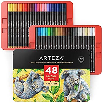 【中古】【輸入品・未使用】ARTEZA Inkonicファインライナー細字ペン、色番号付きファインチップマーカー 48本セット、0.4mmチップ、エルゴノミックバレル、塗り絵、描画、|ムジカ&フェリーチェ店