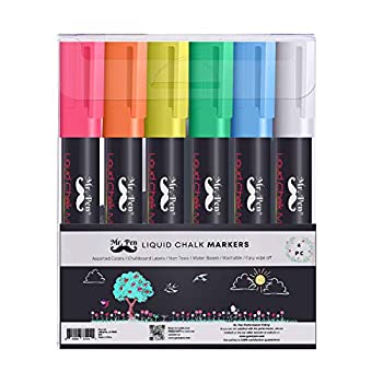 【中古】【輸入品・未使用】(ミスターペン) Mr. Pen チョークマーカー 6本パック デュアルチップ アソートカラー ラベル8枚 黒板用チョークマーカー 液体チョークマーカー