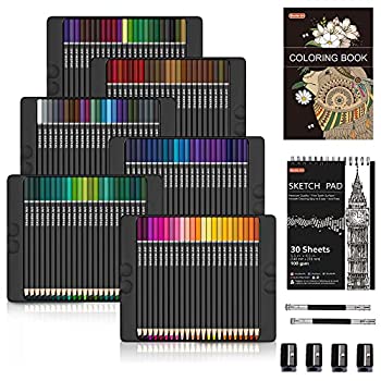 【中古】【輸入品・未使用】Shuttle Art 色鉛筆 カラーペン 138色セット 大人の塗り絵 スケッチブック シャープナー付き メタリック色 デザイン グラフ スケッチ イラスト