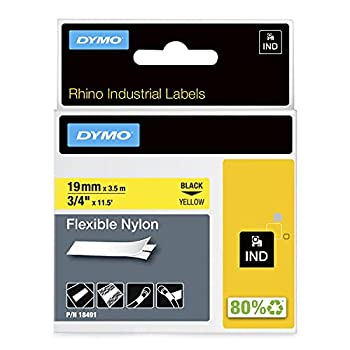 【中古】【インポート品・未当て嵌める】Rhino Tape Original flexible 19粍 Black on Yellow パソコン・周辺機器-その他-パソコン