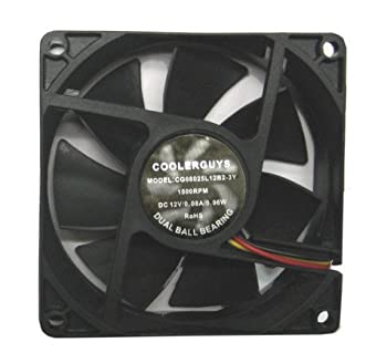 【中古】【輸入品・未使用】Coolerguys 80?x 25?mm超静かな低速度デュアルボール軸受ファンcg08025l12b2???3歳