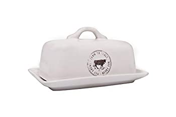 【中古】【輸入品・未使用】Creative Co-op DA5366 Stoneware Butter Dish with Cow Decal%ｶﾝﾏ% Multicolor by Creative Co-op