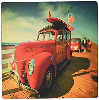 【中古】【輸入品・未使用】3dRose 8 x 8 x 0.25 Inches Mouse Pad%カンマ% Classic Woody Remember The Days With Our Old Surfer Car Digitally Remastered (mp_99548_1) [並画像