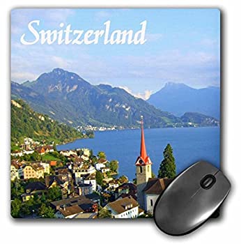 【中古】【輸入品・未使用】3dRose 8 x 8 x 0.25 Inches Switzerland Tourist Travel Souvenir Swiss Landscape Photo of Pretty Lake Town Weggis Near Lucerne Mouse Pad