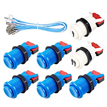 【中古】【輸入品・未使用】Fosiya 7X アーケードボタン 30mm ハップタイプ 標準プッシュボタンスイッチ 20cmボタンケーブル アーケードジョイスティック アーケード1up ゲ