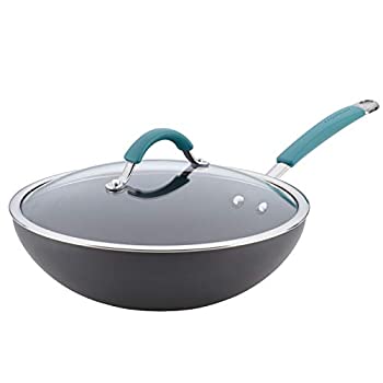 【中古】【輸入品・未使用】レイチェル 線 Cucina 硬質アルマイト 加工フライパン カバー 攪拌 フライパン 、 11 インチ、 アガベ 青 グレー 処理 します。