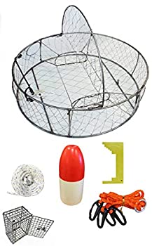 【中古】【輸入品・未使用】KUFA ステンレススチール カニトラップ 亜鉛陽極\u0026アクセサリーキット付き (100フィート リードコアロープ クリッパー ハーネス 餌ケース 14イン