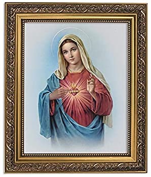 【中古】【輸入品・未使用】Gerffert Collection Sacred Heart of Mary Framed Portrait Print%カンマ% 13 Inch (Ornate Gold Tone Finish Frame) [並行輸入品]画像