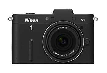 【中古-非常に良い】Nikon ミラーレス一眼カメラ Nikon 1 (ニコンワン) V1 (ブイワン) 薄型レンズキット ブラックN1 V1ULK BK