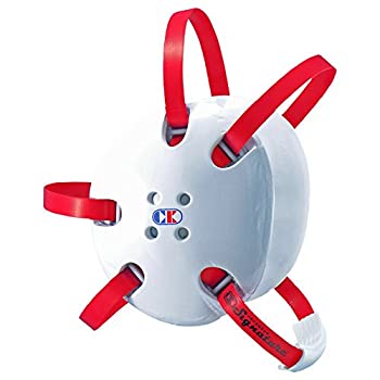 【中古】【インポート品・未当て嵌める】(White with Red Straps) - Cliff Keen E58 Headgear ラグビー-ヘッドギア-スポーツ・アウトドア