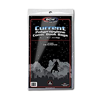 【中古】【輸入品・未使用】BCW 電流サイズコミックバッグ 6-7/8インチ x 10-1/2インチ 2インチフラップ 100 count Comic Bags