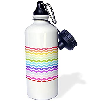 【中古】【インポート品・未当て嵌める】3dRose wb_56656_1 Colorful Rainbow Mustache Pattern on White Aka Multicolored Multicolor Funny Humorous Mustaches Sports Water Bottle%ｶ