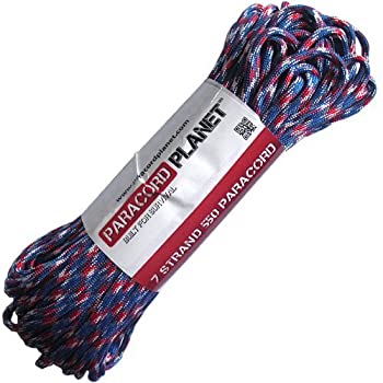 【中古】【輸入品・未使用】Paracord Planet mil-spec商用グレード550lbタイプIIIナイロンParacordレッド、ホワイト&ブルーカモ