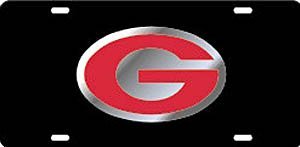 【中古】【輸入品・未使用】Georgia Bulldogs Black Car Tag W/silver/red Logo G｜ムジカ＆フェリーチェ店