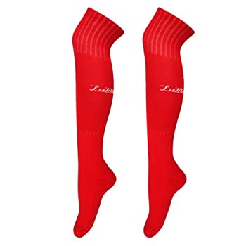 【中古】【輸入品・未使用】Luwint 大人用厚手ロングソックス コットン製 サッカー用 男女兼用（15色） One Size レッド