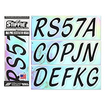 【中古】【インポート品・未当て嵌める】STIFFIE Whipline 英数字ステッカー デカール 黒/クローム 3in 書きとどめる噛み分ける携帯電話 小船＆人間舟・船用