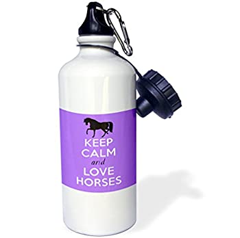 【中古】【インポート品・未当て嵌める】3dRose wb_193616_1 Keep Calm and Love Horses Purple Sports Water Bottle%ｶﾝﾏ% 21 薬局衡オンス%ｶﾝﾏ% White by 3dRose [並行輸入品]