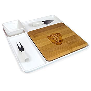 【中古】【輸入品・未使用】NFL オークランド・レイダーズ ホームゲート 半島 サービングトレイ まな板とチーズツール付き