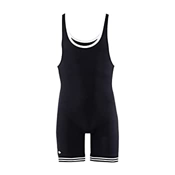 【中古】【輸入品・未使用】(Large%ｶﾝﾏ% Black/White) - Matman Wrestling 83 Singlet