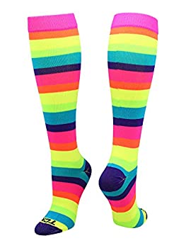 【中古】【インポート品・未当てはめる】(Medium%ｶﾝﾏ% Multi-Neon) - TCK Krazisox Rainbow Stripes Over the Calf Socks