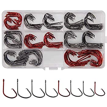 【中古】【輸入品・未使用】Shaddock Fishing 160pcs/box 7381 Offset Sport Circle Hooks Black High Carbon Steel Octopus Fishing Hooks-Size: 1-5/0