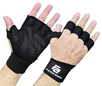 【中古】【輸入品・未使用】通気性 ウェイトリフティング 内蔵手首ベルト付きグローブ 完全な掌の保護 & エクストラグリッププルアップ クロストレーニング フィットネ