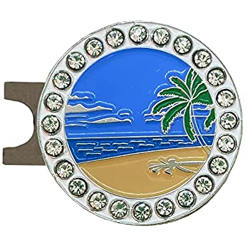 【中古】【輸入品・未使用】Giggle Golf Bling ゴルフボールマーカー 標準磁気帽子クリップ付き 女性へのギフトに最適 (ビーチシーン)