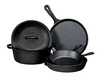 【中古】【輸入品・未使用】Lodge L5HS3 5-Piece Pre-Seasoned Cast-Iron Cookware Set by Lodge Mfg [並行輸入品]