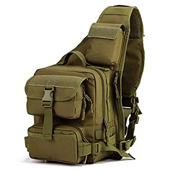【中古】【インポート品・未当てはめる】Huntvp タクティカル ミリタリー スリングパック チェストデイパック MOLLE うしろ側容器に並べる ショルダーバッグ