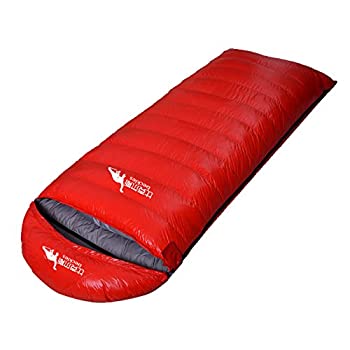 【中古】【インポート品・未当てはめる】TOPWAY ダックダウン アウトドア 携帯型 矩形 雨合羽 冬 防寒 寝袋 難民キャンプ 山歩き 旅する (赤いこと、落ち込む(1200g))