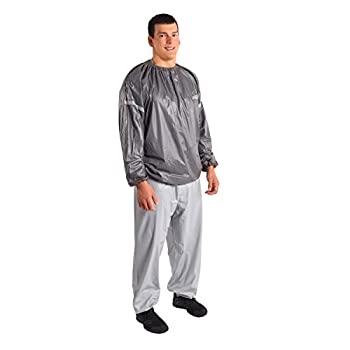 【中古】【インポート品・未当て嵌める】スタミナサウナスーツ(酉の方角大きさ42~50in) XL/XXL しろがね色/薄墨色 (05~0408)