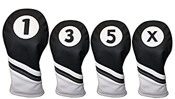 【中古】【輸入品・未使用】ゴルフヘッドカバー3ブラックとホワイトレザースタイル1、3、5、Xドライバーとフェアウェイヘッドカバー460?cc Drivers