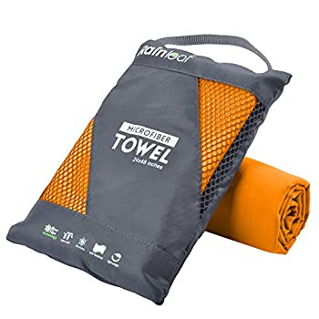 【中古】【輸入品・未使用】Rainleaf マイクロファイバータオル スポーツ＆旅行＆ビーチタオル、 速乾性 - 超吸収性 - 超コンパクト、 キャンプ、ジム、ビーチ、水泳、バッ