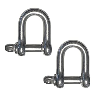【中古】【インポート品・未当て嵌める】2ピースステンレススチール316?Forged DシャックルMarine Grade 3?/ 8?%ﾀﾞﾌﾞﾙｸｫｰﾃ% (10?粍) Dee