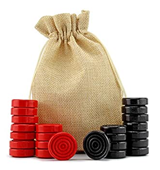 【中古】【インポート品・未当て嵌める】(Red \u0026 Black) - Classic Stackable Wooden Checkers (24 pieces); With Drawstring Cloth Storage Bag
